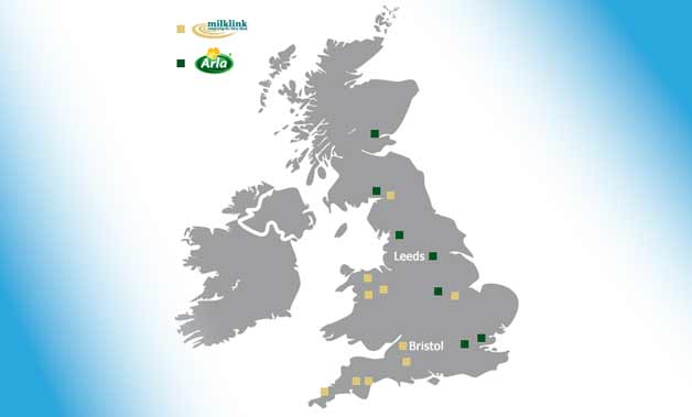 Milk Link & Arla dairies map