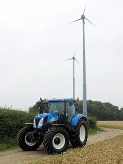 Two Evance R9000 small wind turbines & tractor