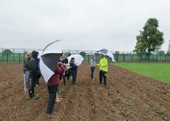students in field